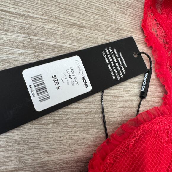 Lacey Mood Red Corset Top NWT Women's S Fashion Nova Floral Lace Sultry Hot - Picture 2 of 5